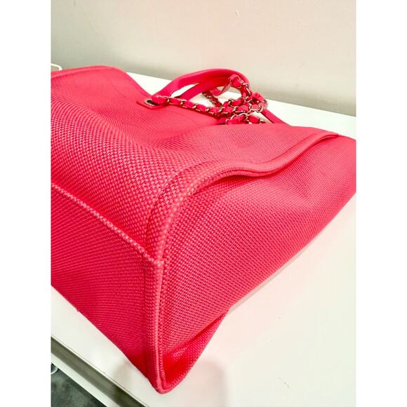 Chanel Deauville Extra Large Neon Pink/Orange  Canvas Tote Shopper Bag - Picture 15 of 16